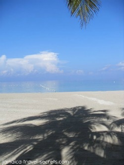 Sunny beach with a blue sky in Jamaica